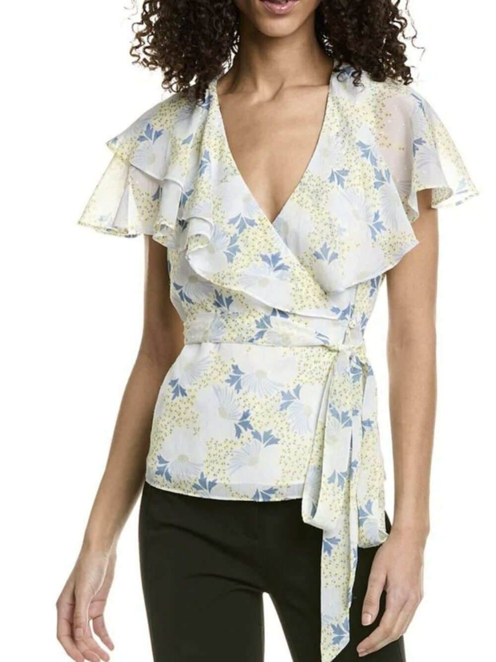 Ted Baker Wrap Flutter Sleeve Tie Top $195 MSRP New
